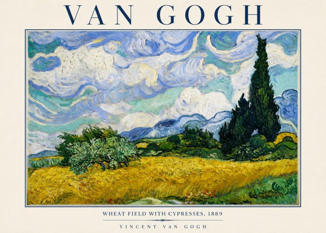 Van Gogh Wheat Field with Cypresses, 1889 No4 - Juliste
