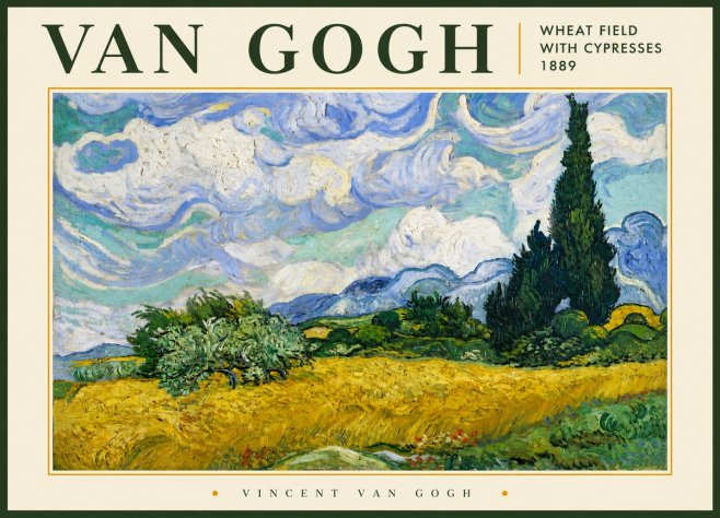 Van Gogh Wheat Field with Cypresses, 1889 No5 - Juliste