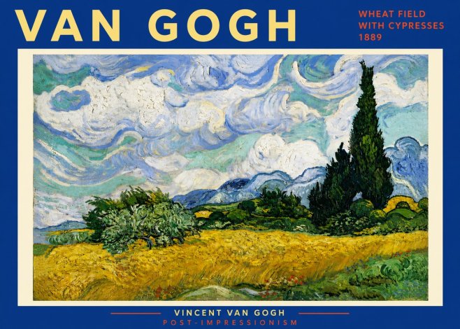 Van Gogh Wheat Field with Cypresses, 1889 No6 - Juliste