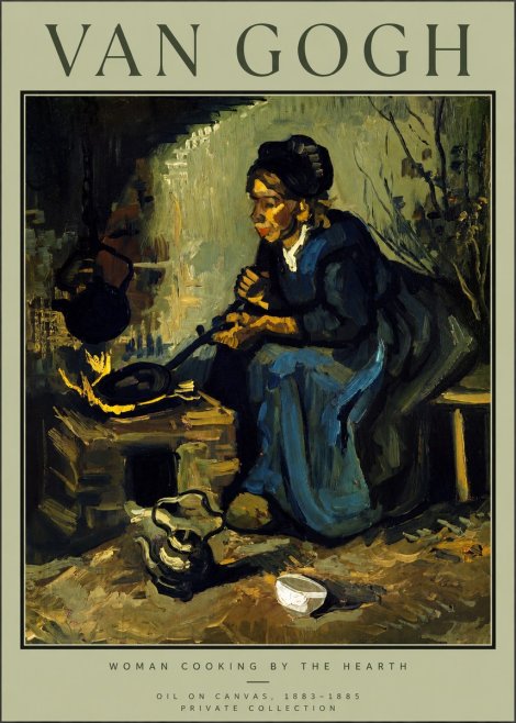 Van Gogh Woman Cooking by the Hearth No2 - Juliste