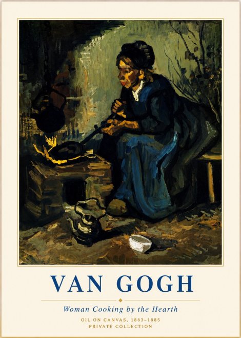 Van Gogh Woman Cooking by the Hearth No3 - Juliste