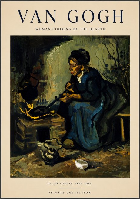 Van Gogh Woman Cooking by the Hearth No5 - Juliste