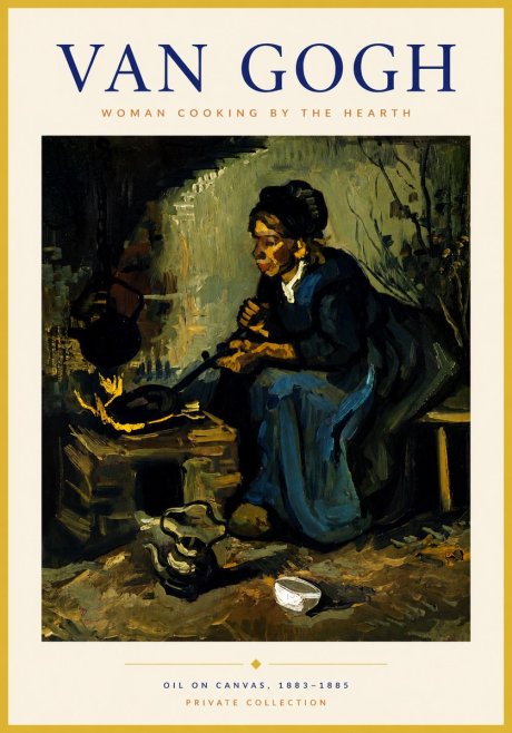 Van Gogh Woman Cooking by the Hearth No6 - Juliste