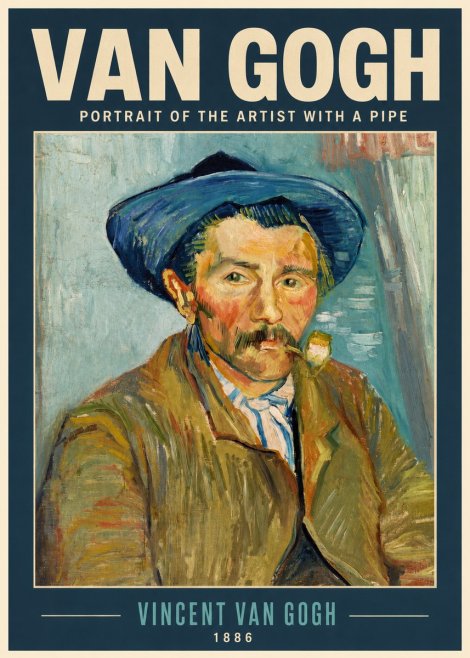 Van Gogh Portrait of the Artist with a Pipe No2 - Juliste