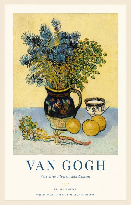 Van Gogh Vase with Flowers and Lemons No1 - Juliste