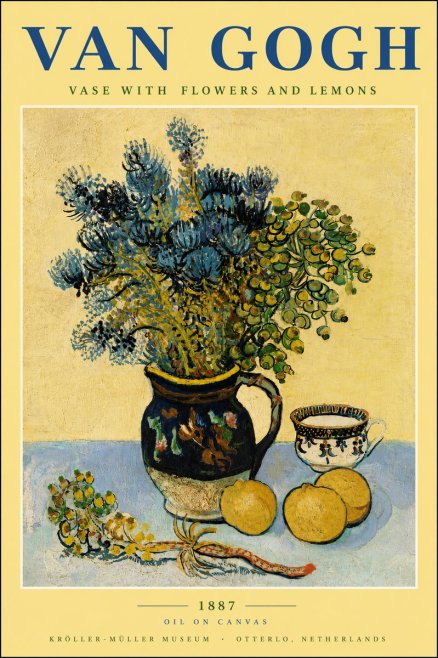 Van Gogh Vase with Flowers and Lemons No5 - Juliste