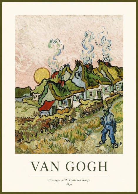 Van Gogh Cottages with Thatched Roofs No1 - Juliste