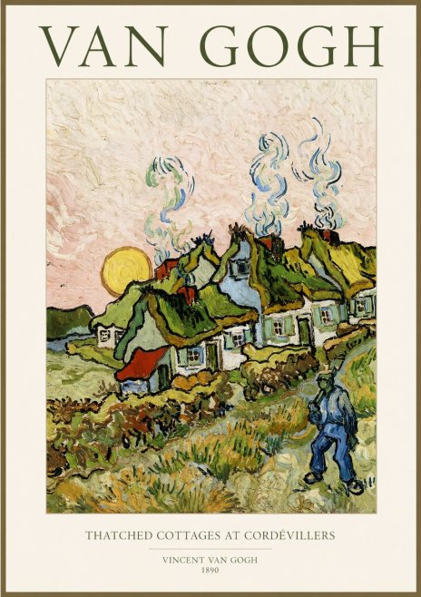 Van Gogh Cottages with Thatched Roofs No2 - Juliste