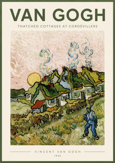 Van Gogh Cottages with Thatched Roofs No4 - Juliste