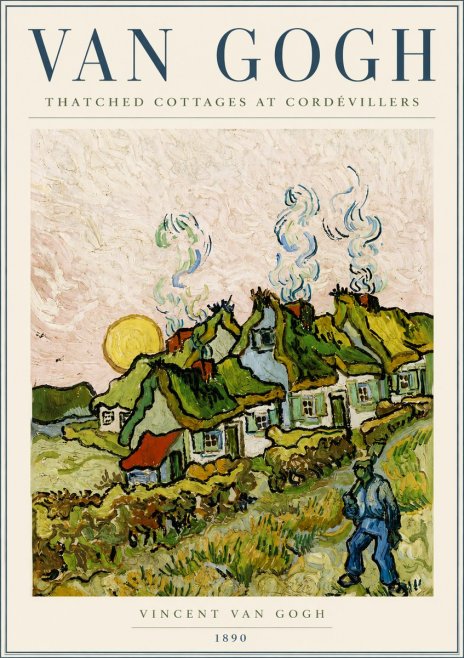 Van Gogh Cottages with Thatched Roofs No6 - Juliste