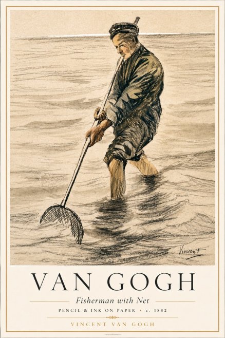 Van Gogh Fisherman with Net No1 - Juliste