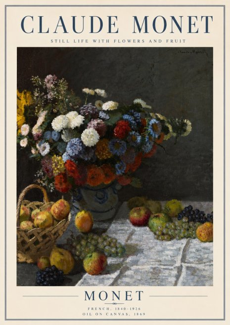 Monet Still Life with Flowers and Fruit No3 - Juliste