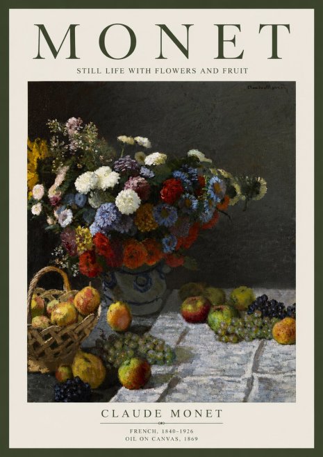 Monet Still Life with Flowers and Fruit No4 - Juliste
