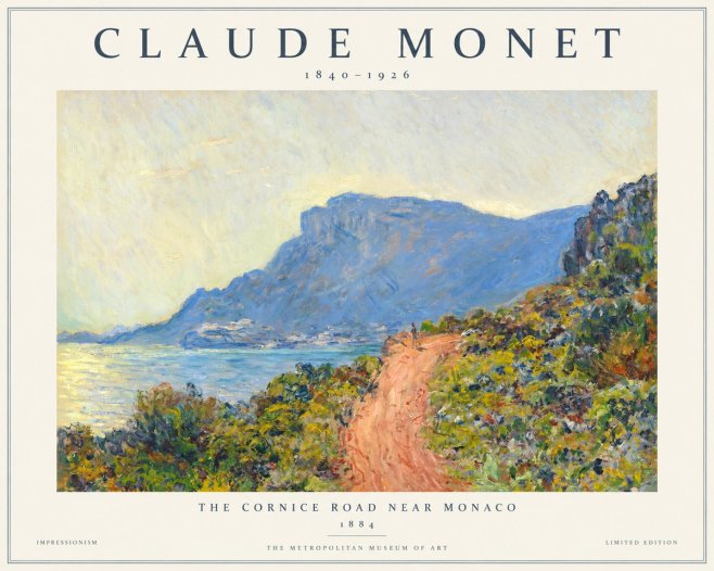Monet The Cornice Road Near Monaco No1 - Juliste