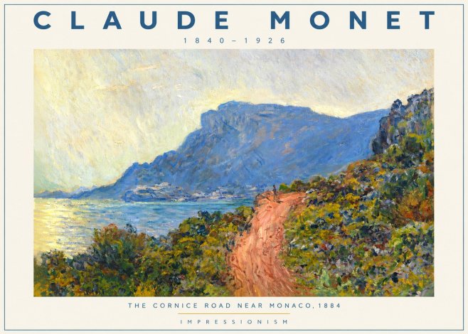 Monet The Cornice Road Near Monaco No2 - Juliste