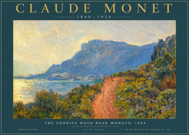 Monet The Cornice Road Near Monaco No4 - Juliste