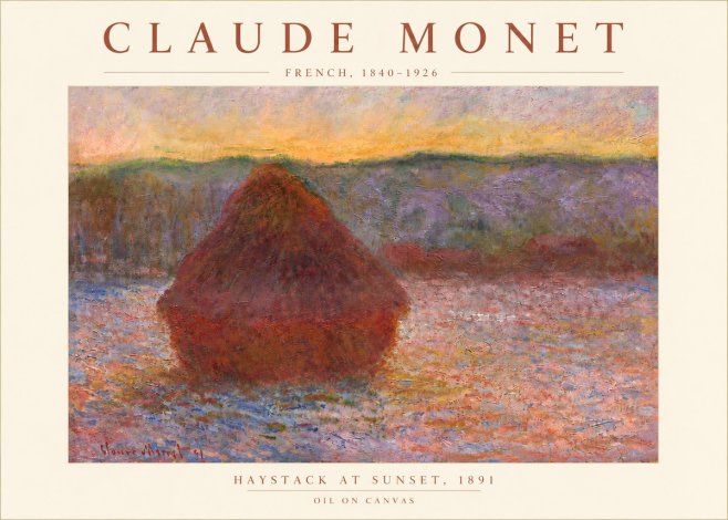 Monet Haystack at Sunset, 1891 No3 - Juliste