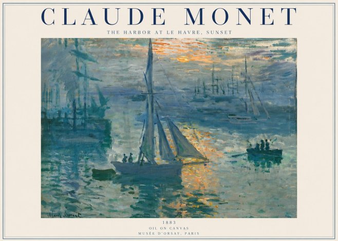 Monet The Harbor at Le Havre, Sunset No2 - Juliste