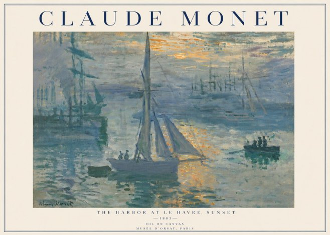 Monet The Harbor at Le Havre, Sunset No4 - Juliste