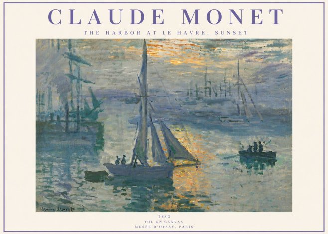 Monet The Harbor at Le Havre, Sunset No6 - Juliste