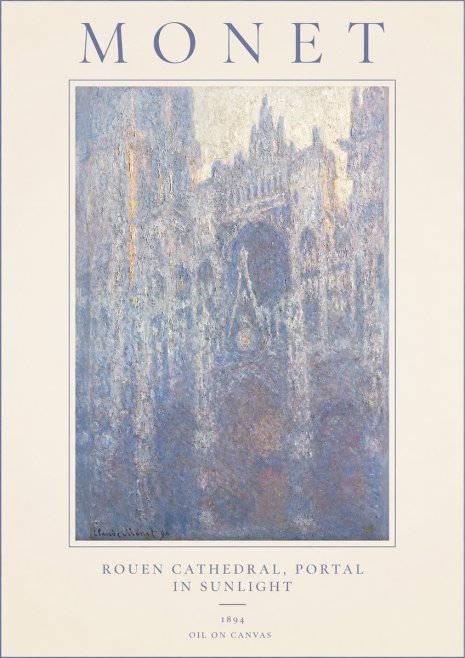 Monet Rouen Cathedral, Portal in Sunlight No1 - Juliste