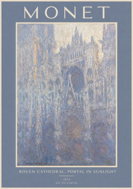 Monet Rouen Cathedral, Portal in Sunlight No2 - Juliste