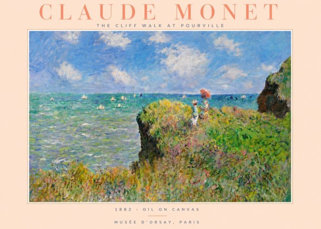 Monet The Cliff Walk at Pourville No4 - Juliste