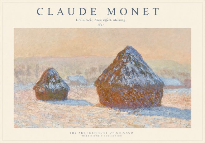 Monet Grainstacks, Snow Effect, Morning No1 - Juliste