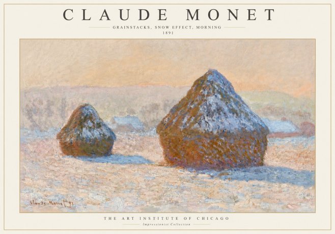 Monet Grainstacks, Snow Effect, Morning No3 - Juliste