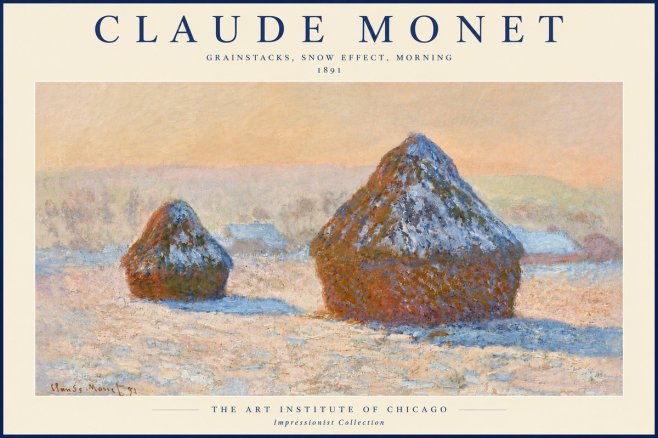Monet Grainstacks, Snow Effect, Morning No5 - Juliste