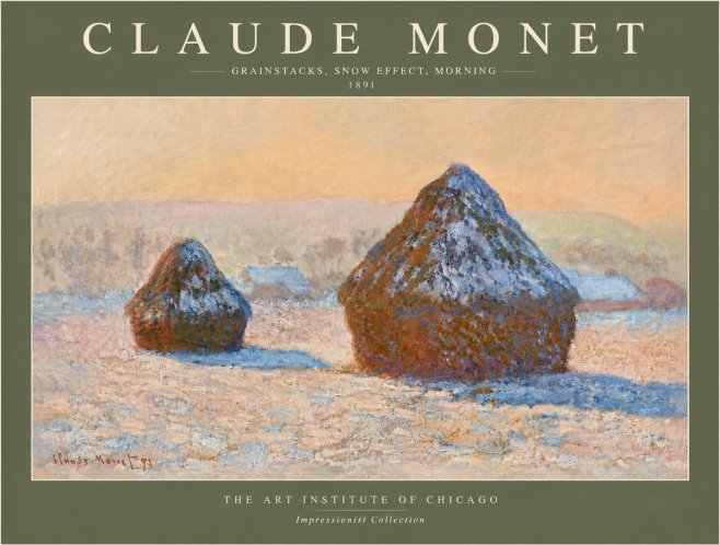 Monet Grainstacks, Snow Effect, Morning No6 - Juliste