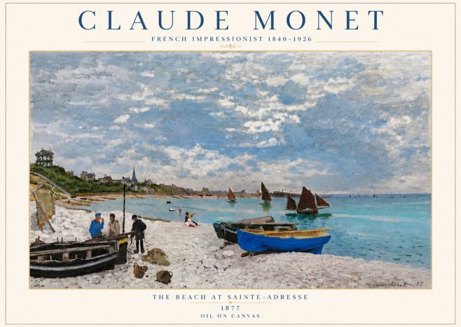 Monet The Beach at Sainte-adresse I No6 - Juliste