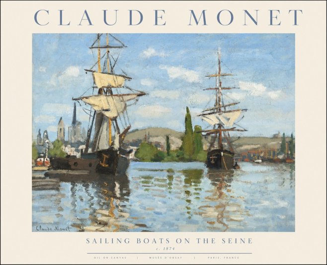 Monet Sailing Boats on the Seine No1 - Juliste