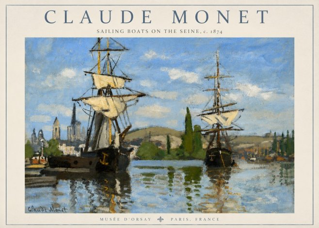 Monet Sailing Boats on the Seine No3 - Juliste