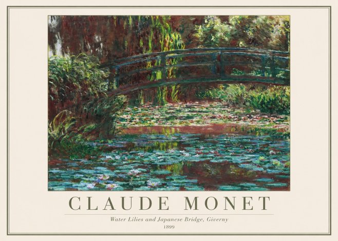 Monet Water Lilies and Japanese Bridge, Giverny No1 - Juliste