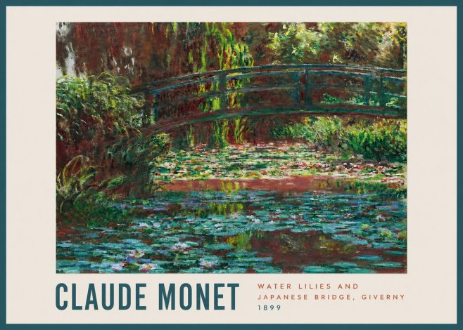 Monet Water Lilies and Japanese Bridge, Giverny No2 - Juliste