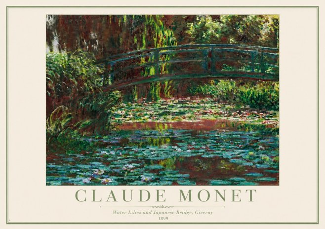 Monet Water Lilies and Japanese Bridge, Giverny No3 - Juliste