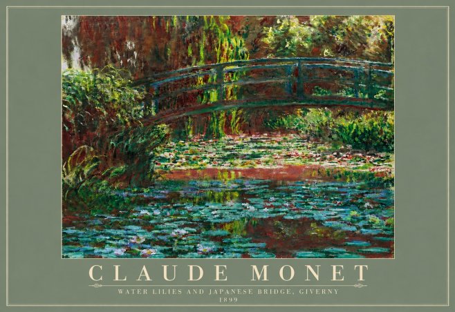 Monet Water Lilies and Japanese Bridge, Giverny No4 - Juliste