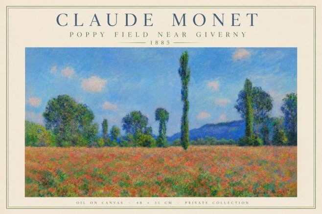 Monet Poppy Field Near Giverny No6 - Juliste