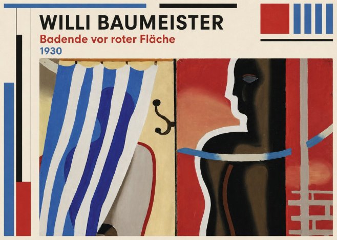 Willi Baumeister Badende Vor Roter Fläche No4 - Juliste