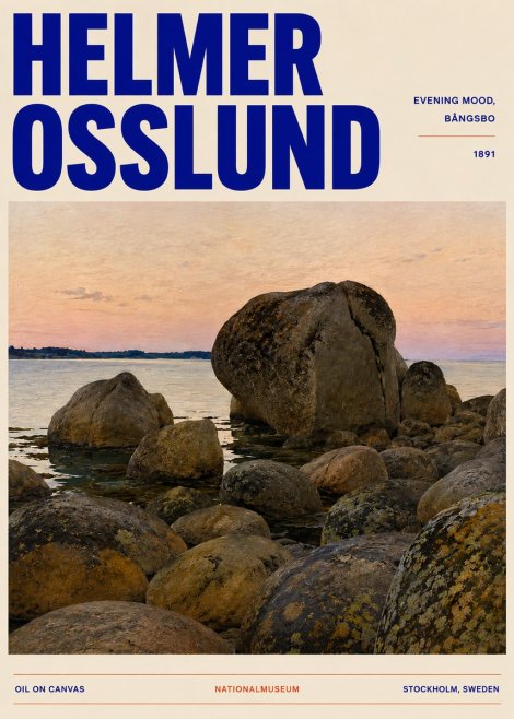 Helmer Osslund Evening Mood, Bångsbo - 1891 No5 - Juliste