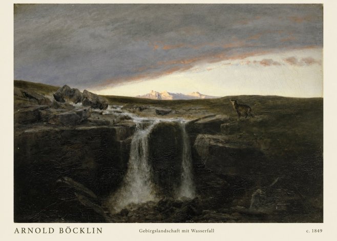 Arnold Böcklin Gebirgslandschaft Mit Wasserfall No2 - Juliste