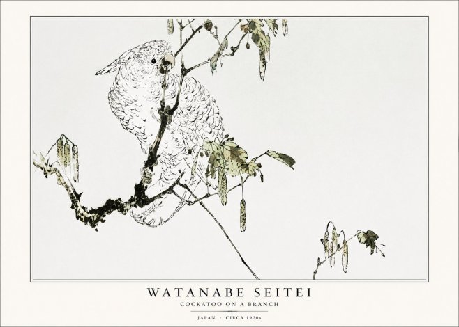 Watanabe Seitei Cockatoo on a Branch No1 - Juliste