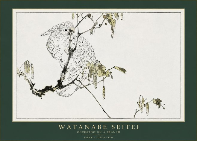 Watanabe Seitei Cockatoo on a Branch No2 - Juliste