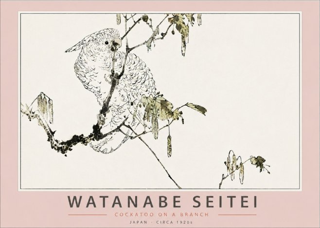 Watanabe Seitei Cockatoo on a Branch No3 - Juliste