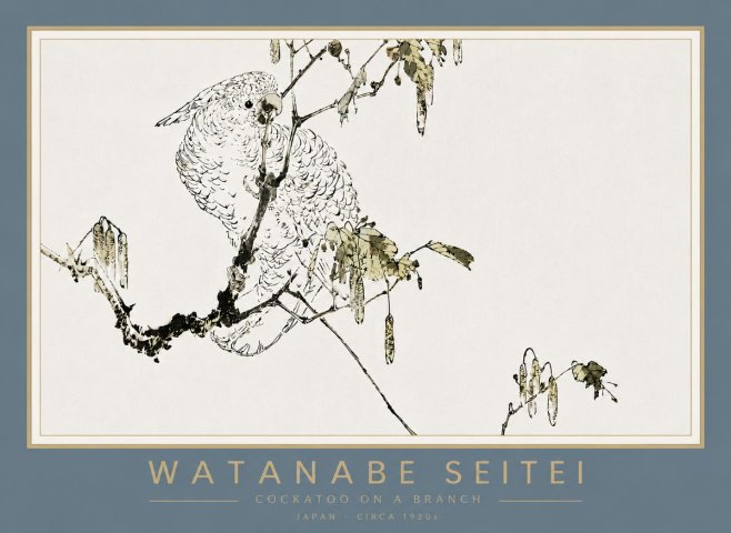 Watanabe Seitei Cockatoo on a Branch No4 - Juliste
