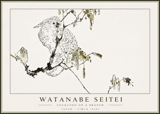 Watanabe Seitei Cockatoo on a Branch No5 - Juliste