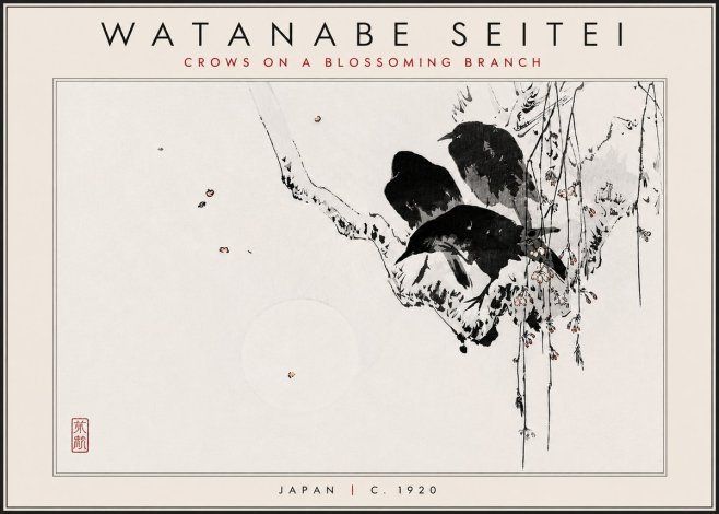 Watanabe Seitei Crows on a Blossoming Branch No5 - Juliste