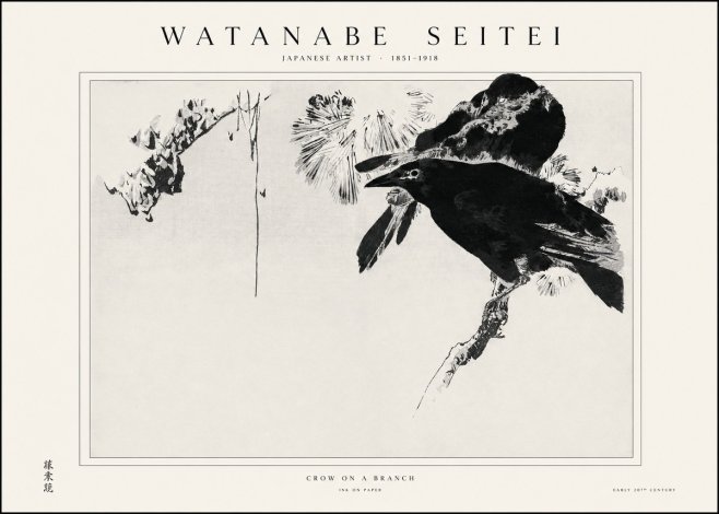 Watanabe Seitei Crow on a Branch No1 - Juliste