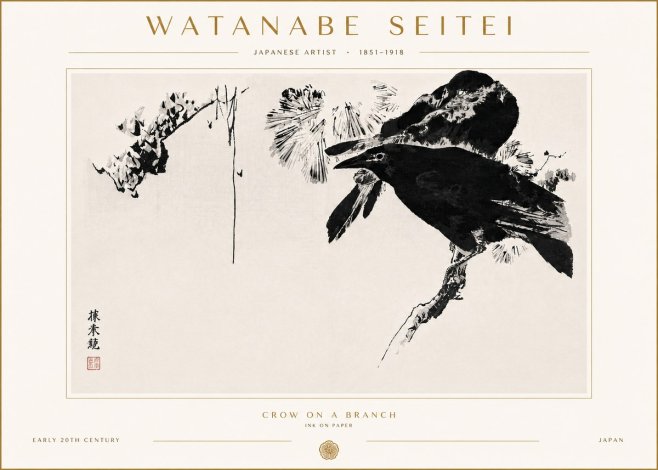 Watanabe Seitei Crow on a Branch No6 - Juliste